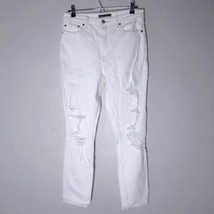 Abercrombie & Fitch Off White Busted Knee Jeans 30